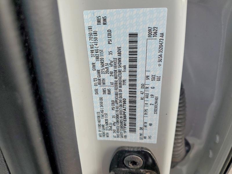 65720806 :رقم المزاد ، 1FTFW1E88PFA77980 vin ، 2023 Ford F150 مزاد بيع