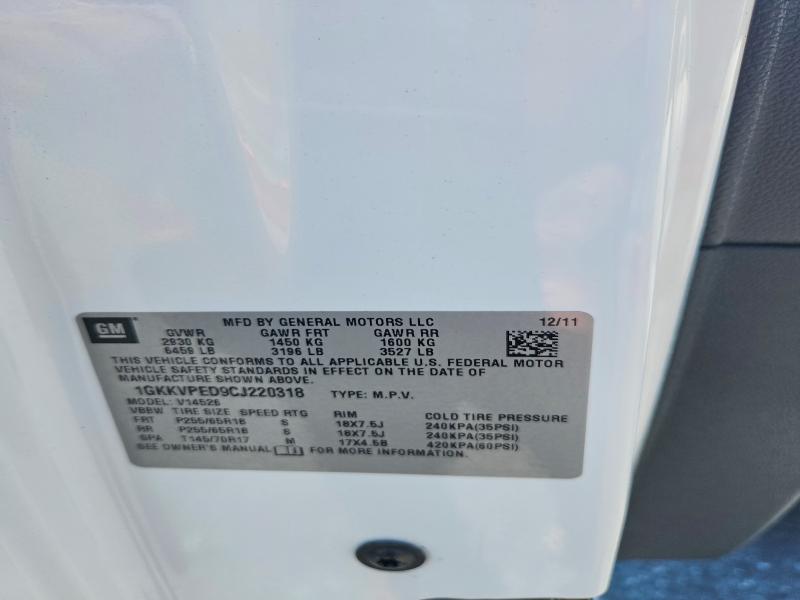 Aukcja sprzedaży 2012 Gmc Acadia, vin: 1GKKVPED9CJ220318, numer aukcji: 63673946