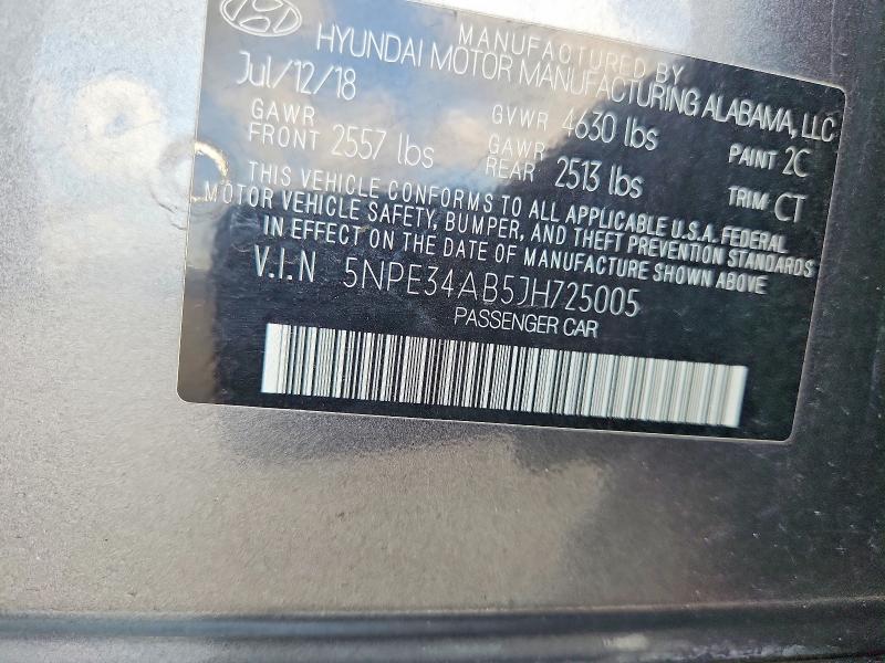 Продаж на аукціоні авто 2018 Hyundai Sonata, vin: 5NPE34AB5JH725005, номер лоту: 63906176