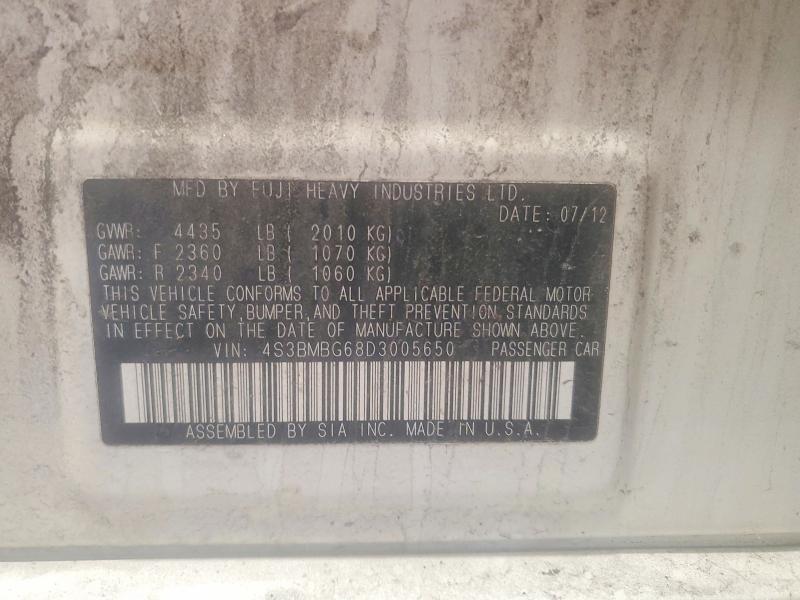 63798696 :رقم المزاد ، 4S3BMBG68D3005650 vin ، 2013 Subaru Legacy مزاد بيع