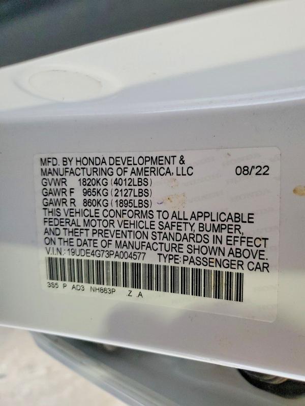 66230836 :رقم المزاد ، 19UDE4G73PA004577 vin ، 2023 Acura Integra مزاد بيع
