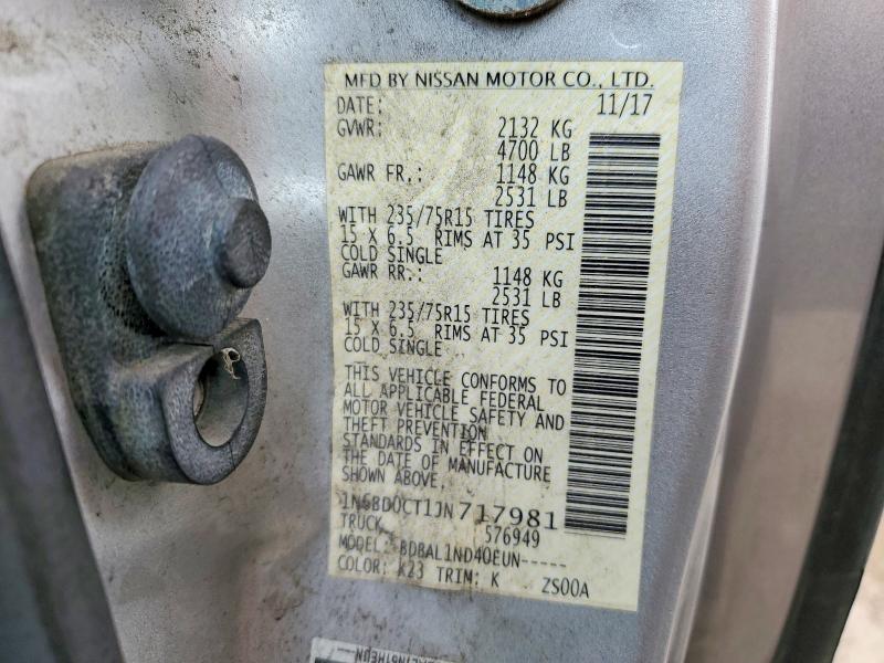 2018 Nissan Frontier მანქანა იყიდება აუქციონზე, vin: 1N6BD0CT1JN717981, აუქციონის ნომერი: 64812836