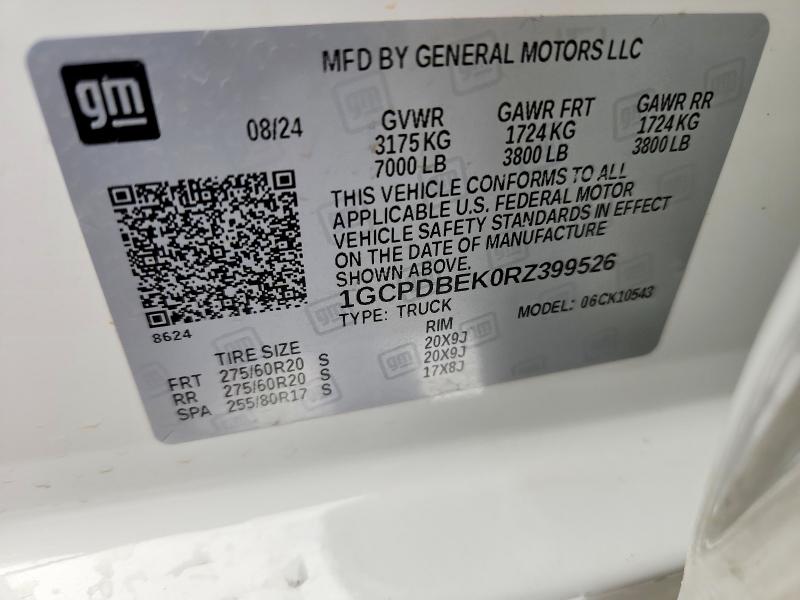Продаж на аукціоні авто 2024 Chevrolet Silverado, vin: 1GCPDBEK0RZ399526, номер лоту: 64609586