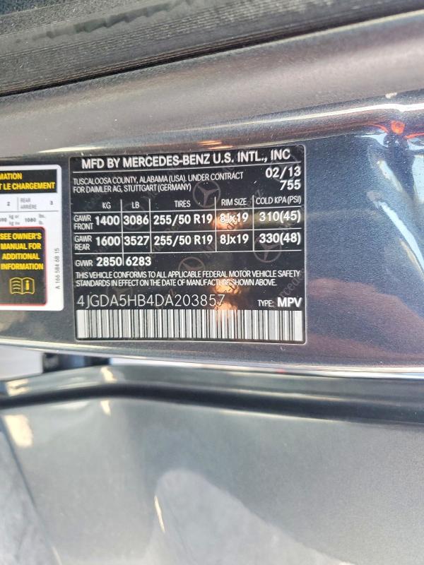Продаж на аукціоні авто 2013 Mercedes-benz Ml, vin: 4JGDA5HB4DA203857, номер лоту: 66393726