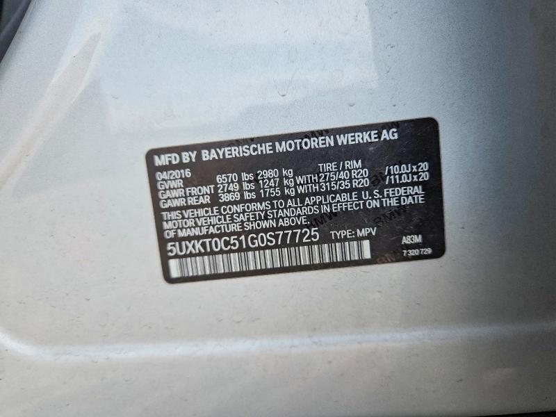 Aukcja sprzedaży 2016 Bmw X5, vin: 5UXKT0C51G0S77725, numer aukcji: 65010356