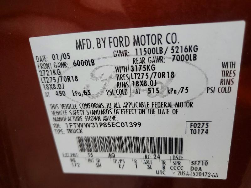 Продажа на аукционе авто 2005 Ford F350, vin: 1FTWW31P85EC01399, номер лота: 64272516