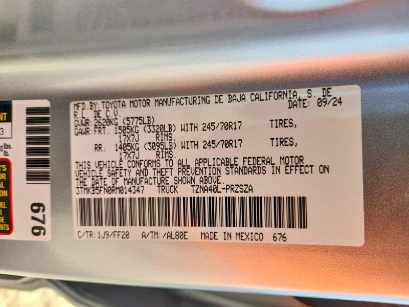 Продаж на аукціоні авто 2024 Toyota Tacoma, vin: 3TMKB5FN0RM014347, номер лоту: 66547846