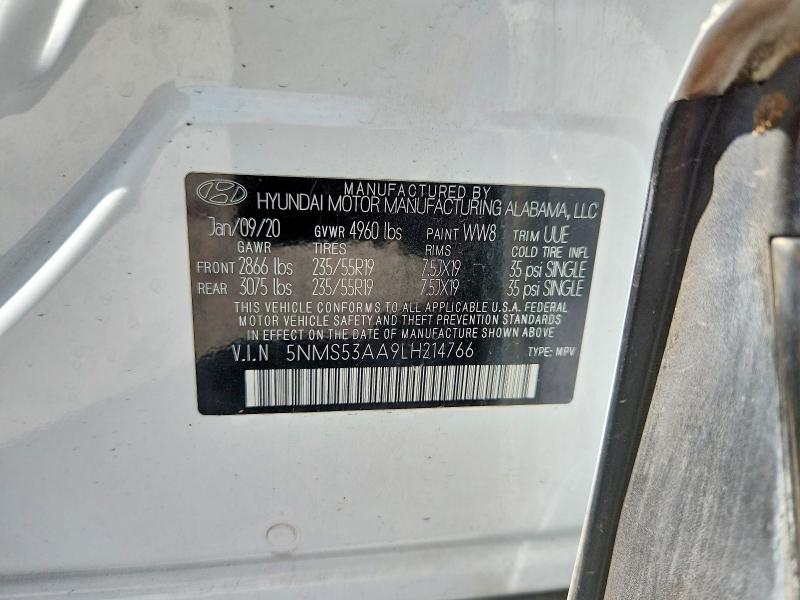 66536226 :رقم المزاد ، 5NMS53AA9LH214766 vin ، 2020 Hyundai Santa Fe مزاد بيع