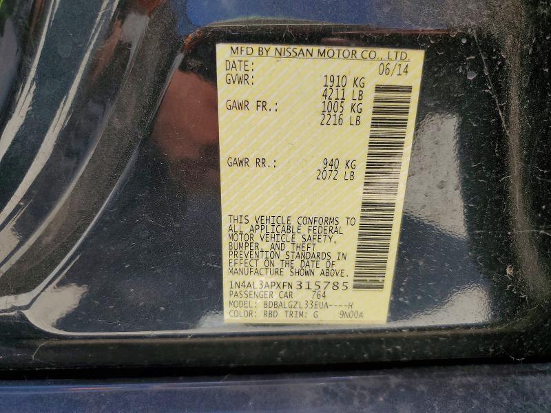 65152846 :رقم المزاد ، 1N4AL3APXFN315785 vin ، 2015 Nissan Altima مزاد بيع