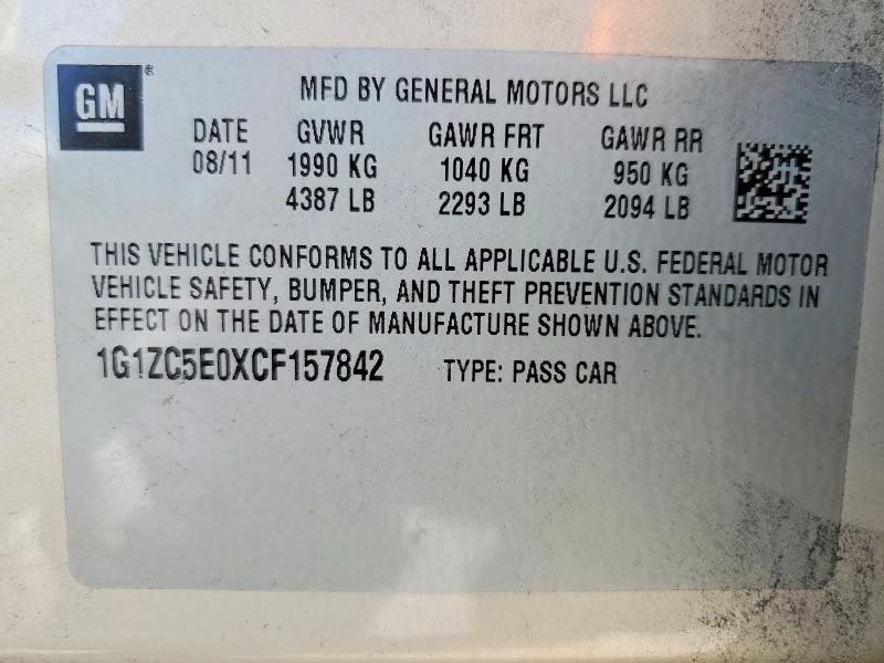 Aukcja sprzedaży 2012 Chevrolet Malibu, vin: 1G1ZC5E0XCF157842, numer aukcji: 64995846