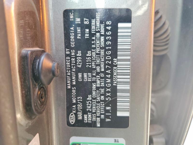 65274596 :رقم المزاد ، 5XXGM4A72DG193648 vin ، 2013 Kia Optima مزاد بيع