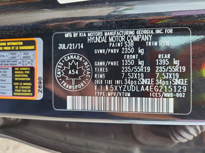 65622576 :رقم المزاد ، 5XYZUDLA4EG215129 vin ، 2014 Hyundai Santa Fe Sport مزاد بيع