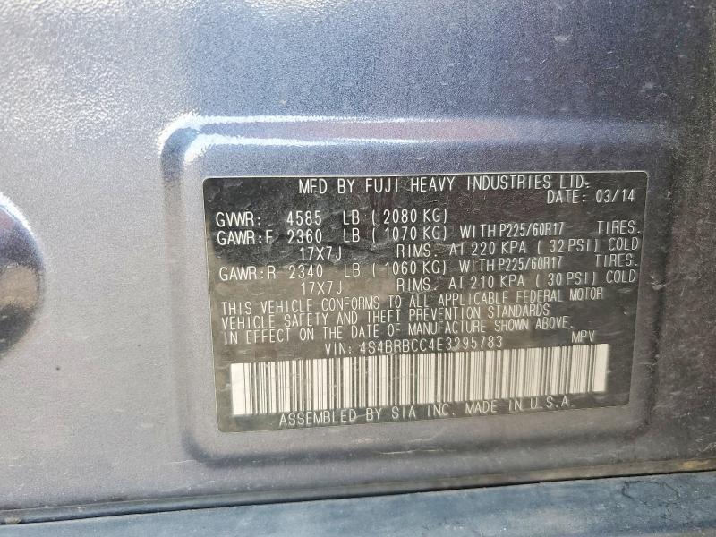 65916466 :رقم المزاد ، 4S4BRBCC4E3295783 vin ، 2014 Subaru Outback مزاد بيع
