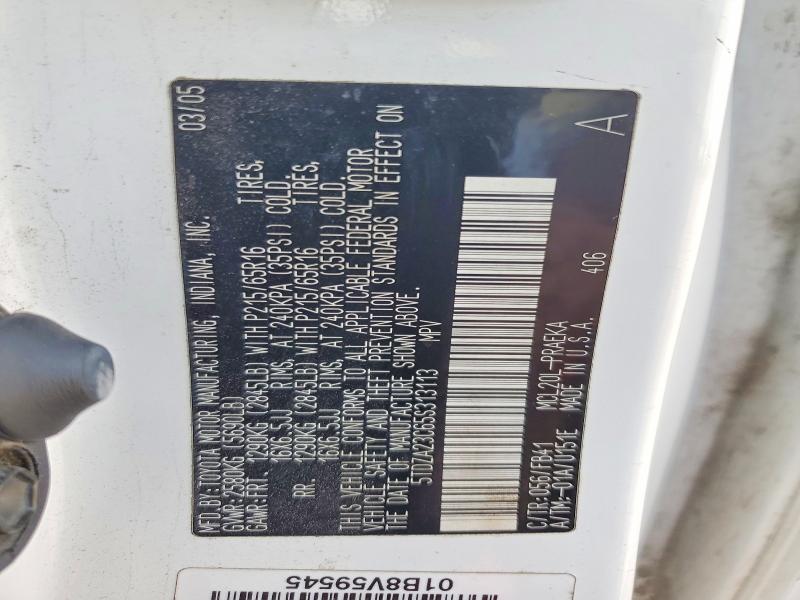 63807836 :رقم المزاد ، 5TDZA23C65S313113 vin ، 2005 Toyota Sienna مزاد بيع