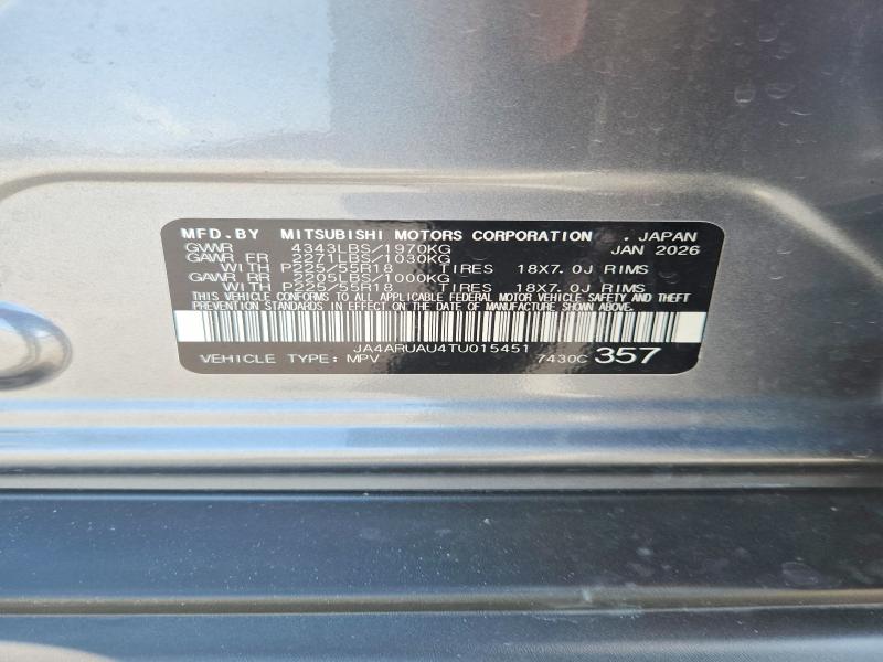 65312136 :رقم المزاد ، JA4ARUAU4TU015451 vin ، 2026 Mitsubishi Outlander Sport مزاد بيع