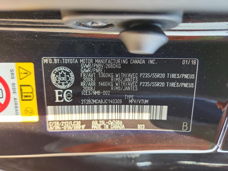 Aukcja sprzedaży 2018 Lexus Rx, vin: 2T2BZMCA8JC140309, numer aukcji: 60866426