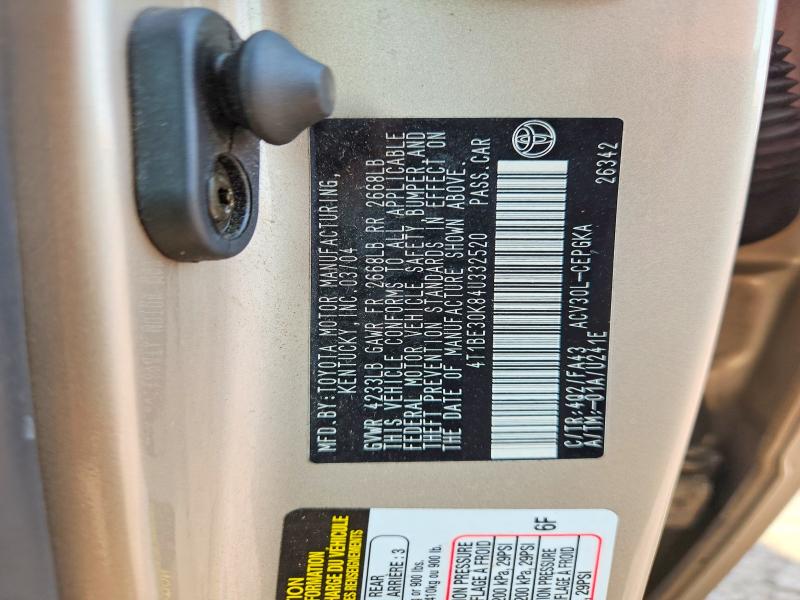 Продаж на аукціоні авто 2004 Toyota Camry, vin: 4T1BE30K84U332520, номер лоту: 64721006