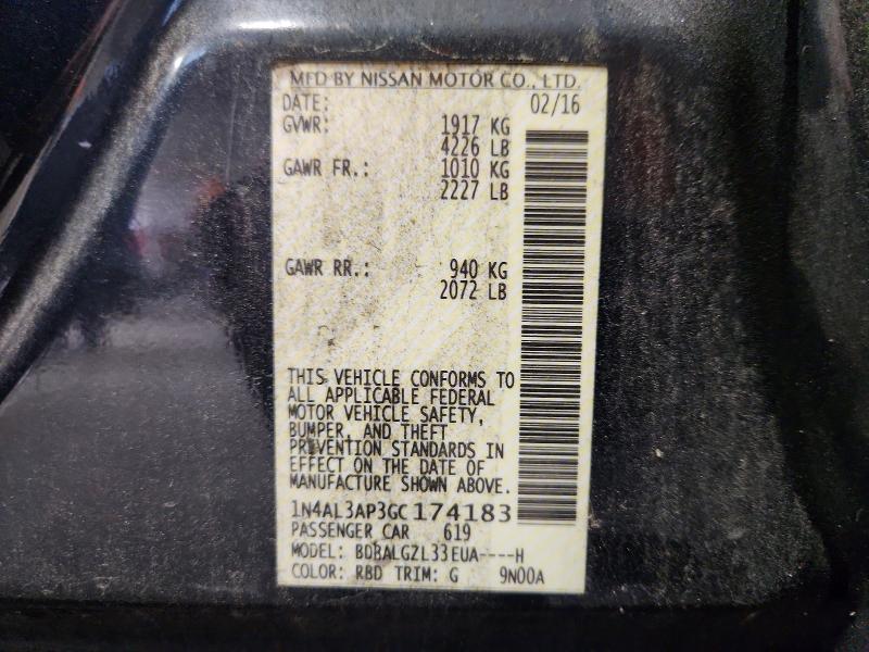 2016 Nissan Altima მანქანა იყიდება აუქციონზე, vin: 1N4AL3AP3GC174183, აუქციონის ნომერი: 63544476