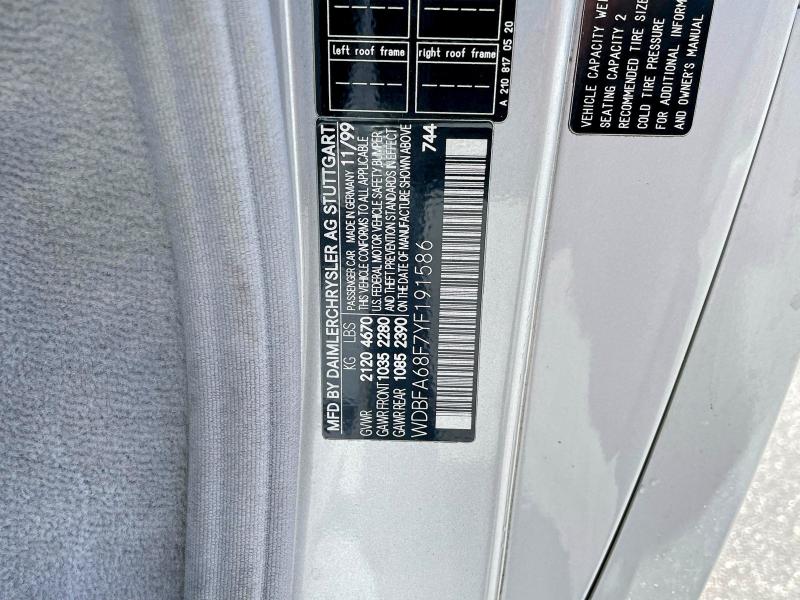 Продажа на аукционе авто 2000 Mercedes-benz Sl, vin: WDBFA68F7YF191586, номер лота: 64945256