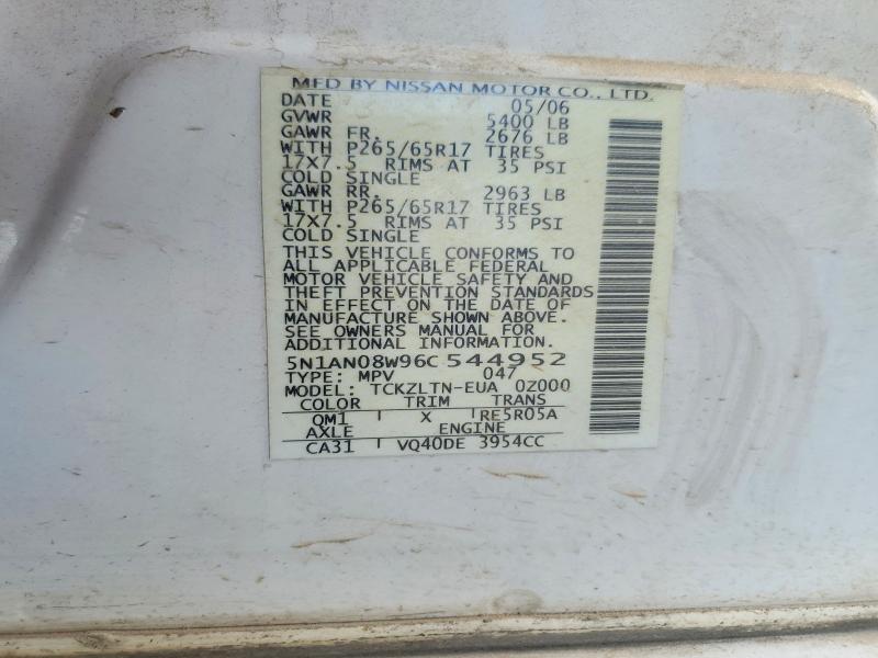 Auction sale of the 2006 Nissan Xterra, vin: 5N1AN08W96C544952, lot number: 64547136