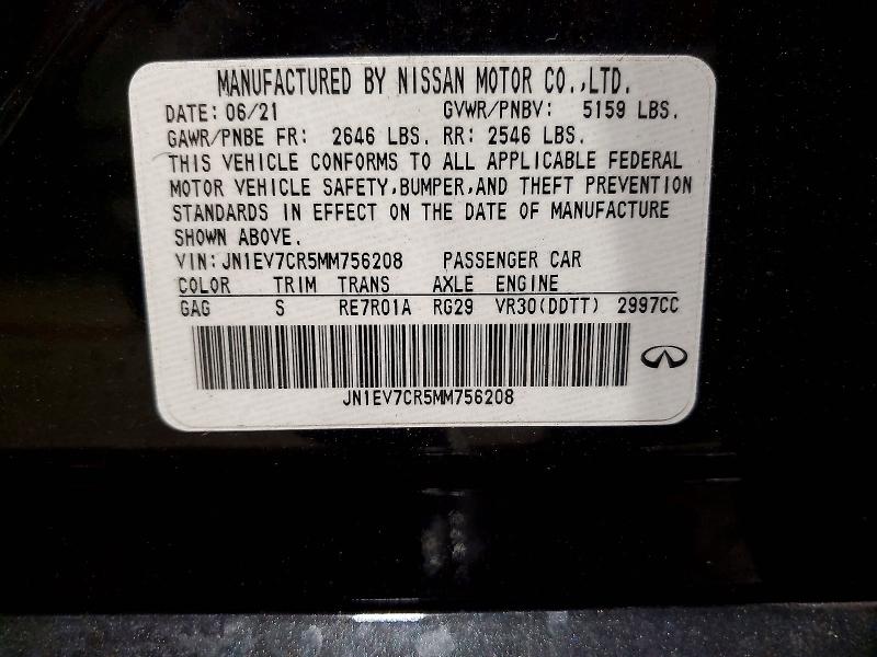 Aukcja sprzedaży 2021 Infiniti Q50, vin: JN1EV7CR5MM756208, numer aukcji: 66732756