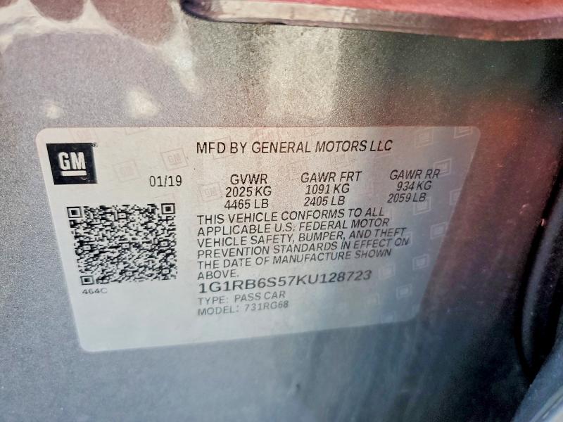 66336996 :رقم المزاد ، 1G1RB6S57KU128723 vin ، 2019 Chevrolet Volt مزاد بيع