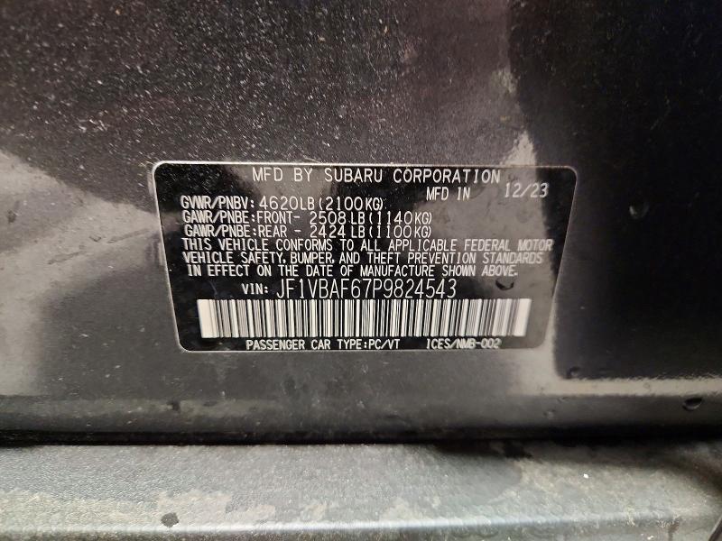 63386286 :رقم المزاد ، JF1VBAF67P9824543 vin ، 2023 Subaru Wrx مزاد بيع