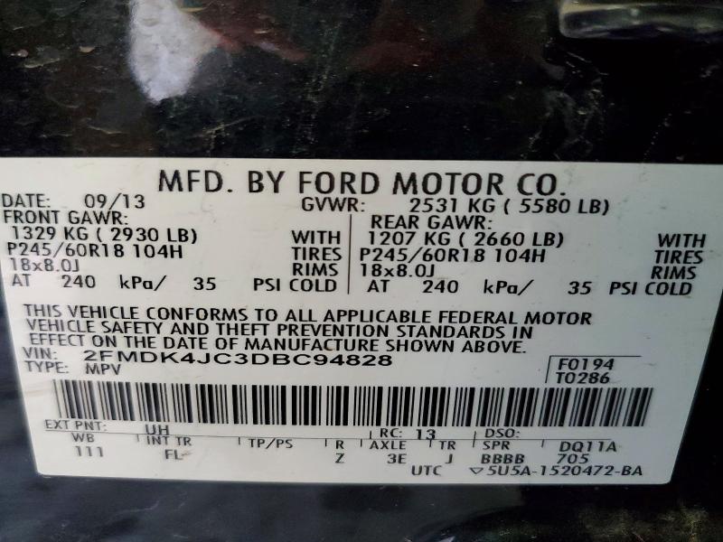 63712806 :رقم المزاد ، 2FMDK4JC3DBC94828 vin ، 2013 Ford Edge مزاد بيع