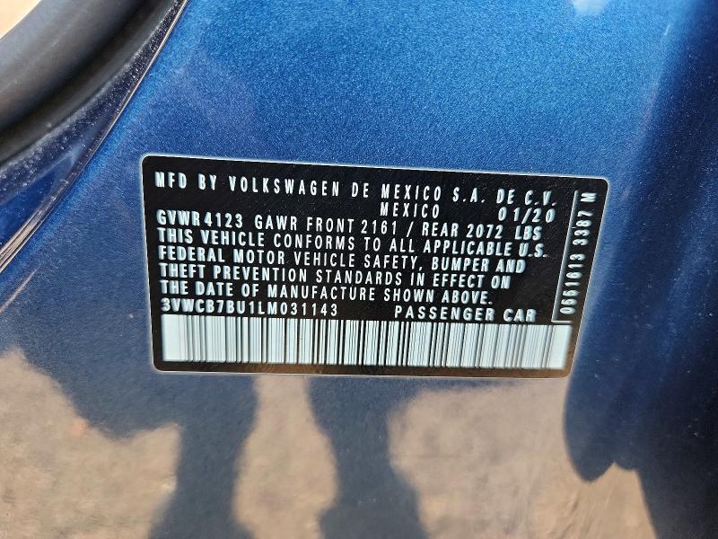 Продаж на аукціоні авто 2020 Volkswagen Jetta, vin: 3VWCB7BU1LM031143, номер лоту: 64991556