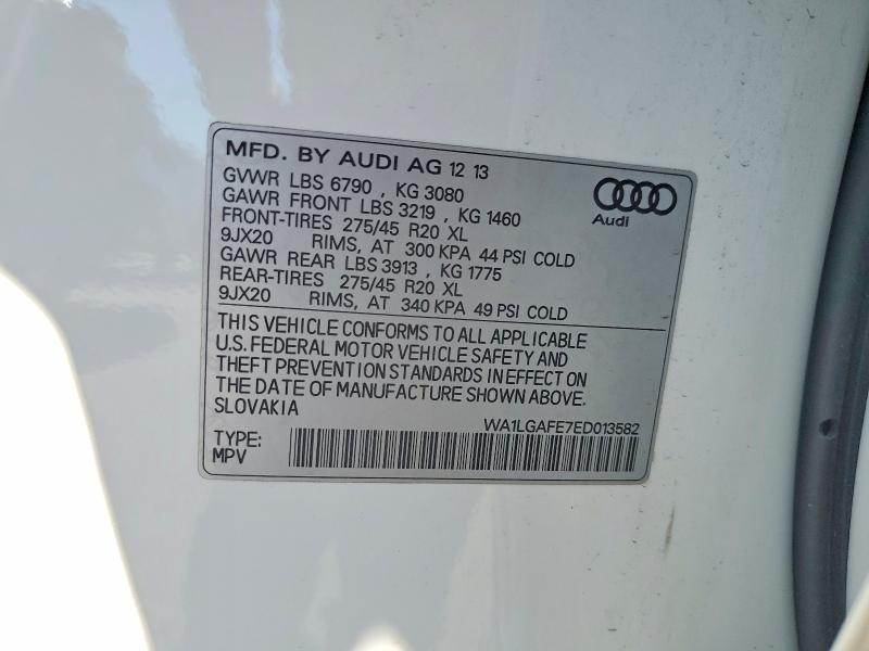 Продажа на аукционе авто 2014 Audi Q7, vin: WA1LGAFE7ED013582, номер лота: 65305816