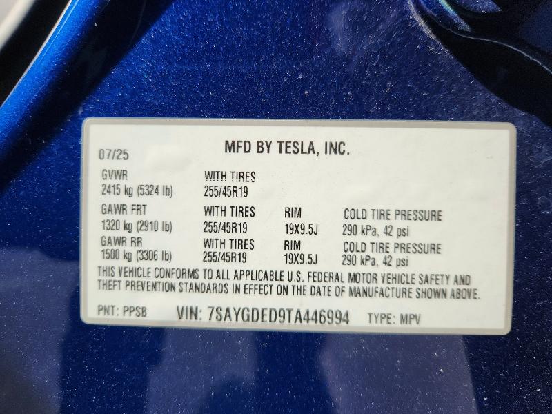 Aukcja sprzedaży 2026 Tesla Model Y, vin: 7SAYGDED9TA446994, numer aukcji: 64333066