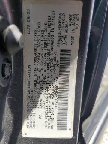 2004 Toyota 4runner მანქანა იყიდება აუქციონზე, vin: JTEZU14R640019941, აუქციონის ნომერი: 64434346