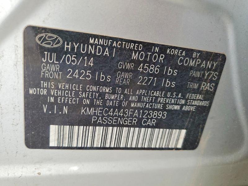 64065216 :رقم المزاد ، KMHEC4A43FA123893 vin ، 2015 Hyundai Sonata Hybrid مزاد بيع
