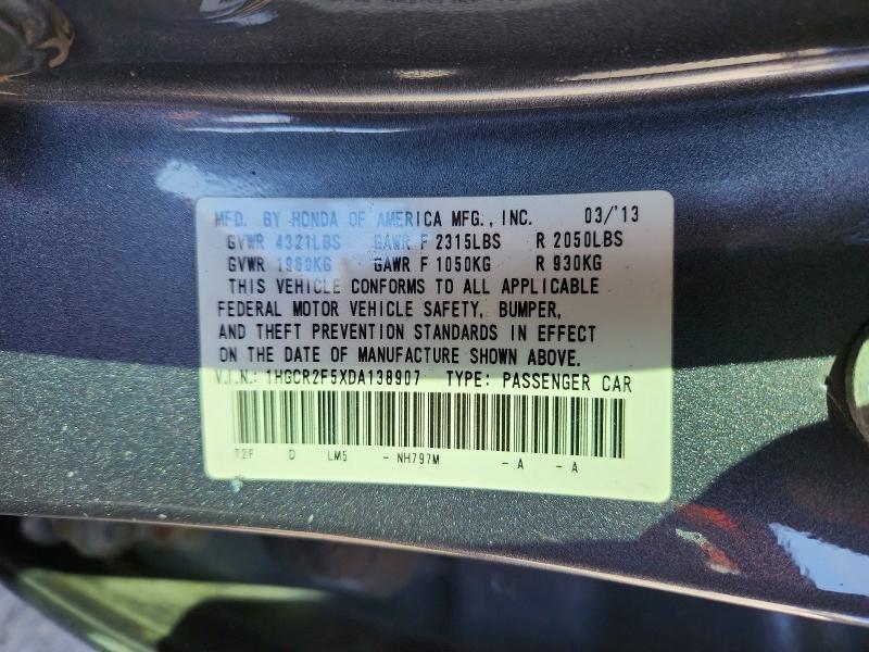 63297766 :رقم المزاد ، 1HGCR2F5XDA138907 vin ، 2013 Honda Accord مزاد بيع