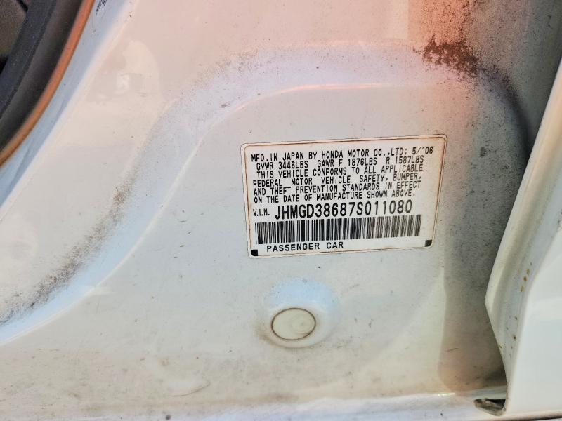 Auction sale of the 2007 Honda Fit, vin: JHMGD38687S011080, lot number: 67181046