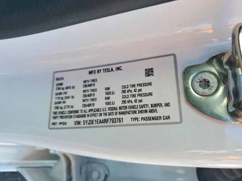 66026076 :رقم المزاد ، 5YJ3E1EA4RF793761 vin ، 2024 Tesla Model 3 مزاد بيع