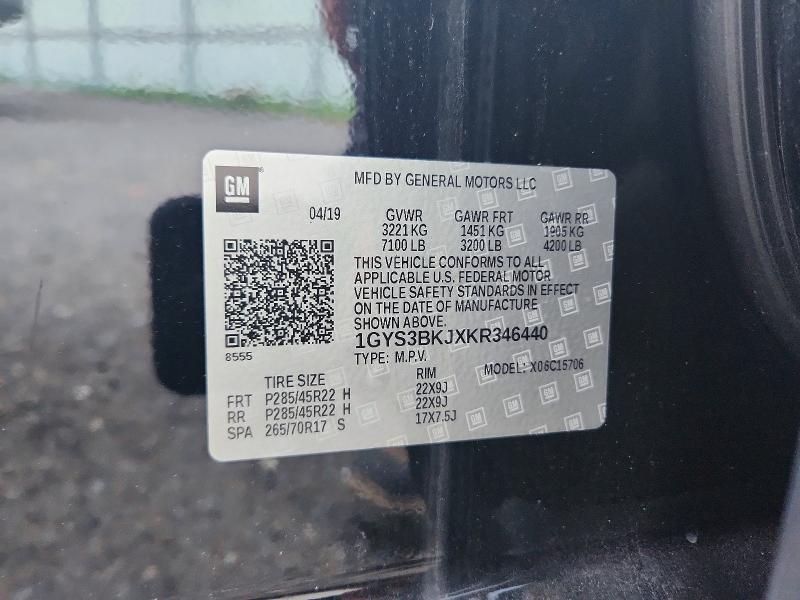 Aukcja sprzedaży 2019 Cadillac Escalade, vin: 1GYS3BKJXKR346440, numer aukcji: 61527066