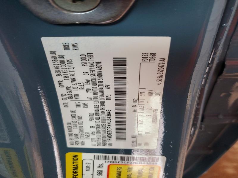 2022 Ford Bronco მანქანა იყიდება აუქციონზე, vin: 1FMDE5CPXNLB43645, აუქციონის ნომერი: 66788856