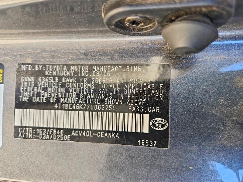 63440436 :رقم المزاد ، 4T1BE46K77U062259 vin ، 2007 Toyota Camry مزاد بيع