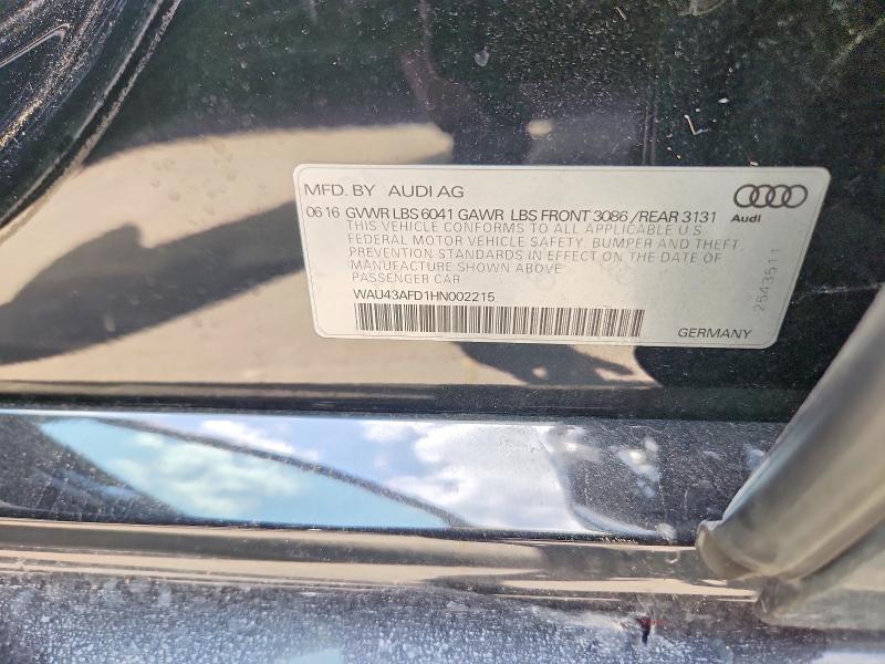 Aukcja sprzedaży 2017 Audi A8, vin: WAU43AFD1HN002215, numer aukcji: 63857416