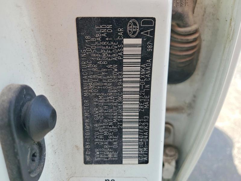 Продажа на аукционе авто 2019 Toyota Corolla, vin: 2T1BURHE9KC189483, номер лота: 65860276