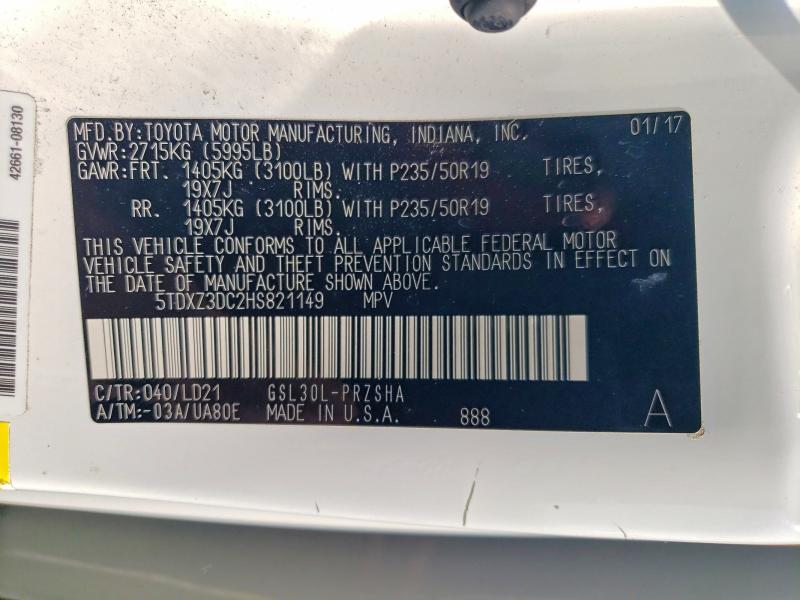 Продажа на аукционе авто 2017 Toyota Sienna, vin: 5TDXZ3DC2HS821149, номер лота: 63641596