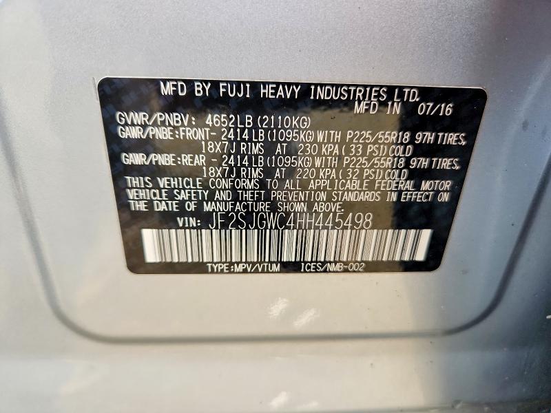 Продажа на аукционе авто 2017 Subaru Forester, vin: JF2SJGWC4HH445498, номер лота: 64630846