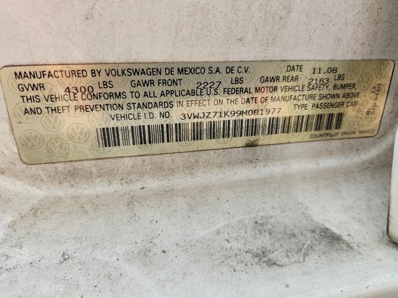 Продаж на аукціоні авто 2009 Volkswagen Jetta, vin: 3VWJZ71K99M081977, номер лоту: 63909556