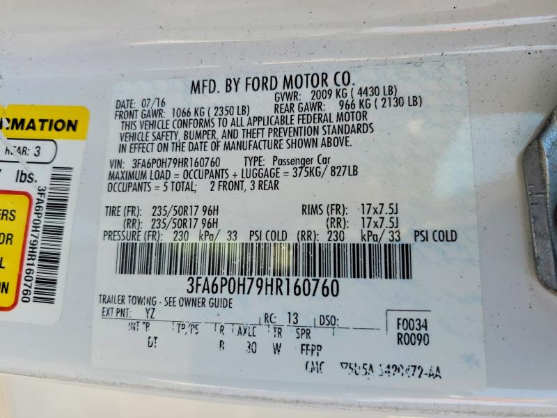 Продажа на аукционе авто 2017 Ford Fusion, vin: 3FA6P0H79HR160760, номер лота: 64406986