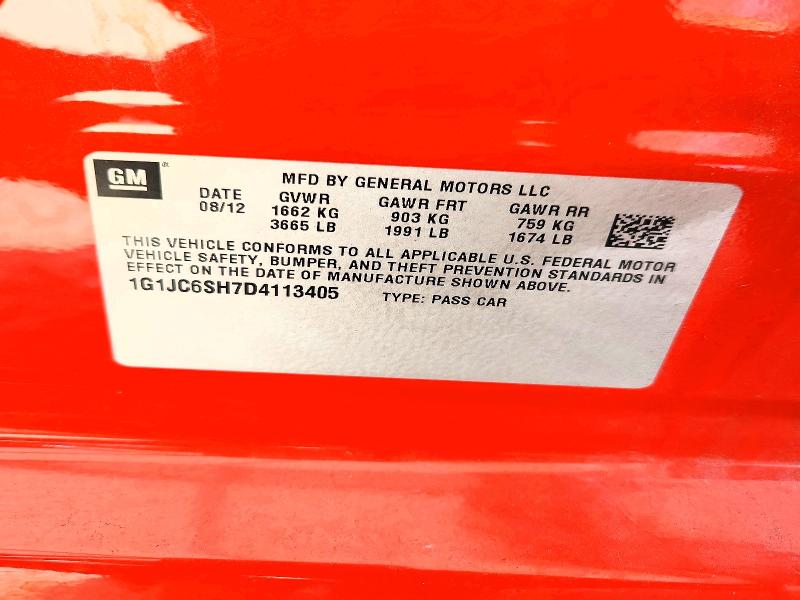 Auction sale of the 2013 Chevrolet Sonic, vin: 1G1JC6SH7D4113405, lot number: 66351016