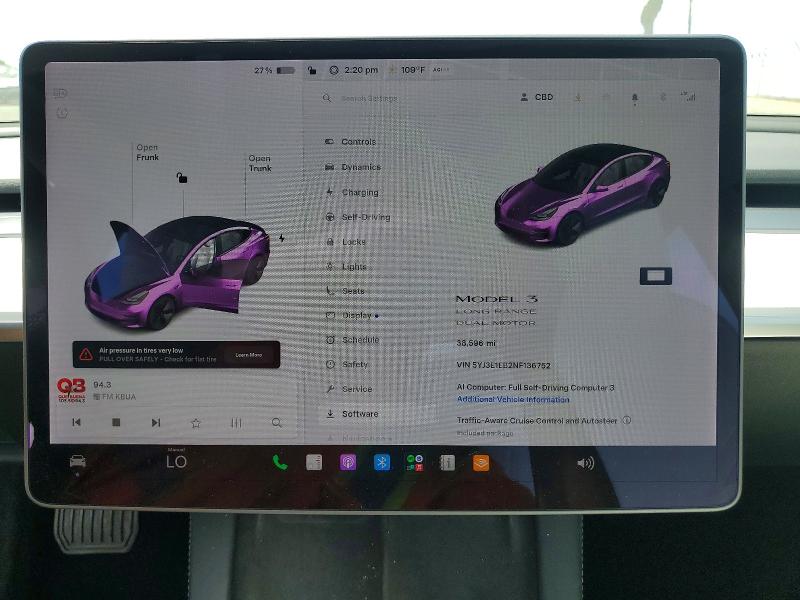66472776 :رقم المزاد ، 5YJ3E1EB2NF136752 vin ، 2022 Tesla Model 3 مزاد بيع