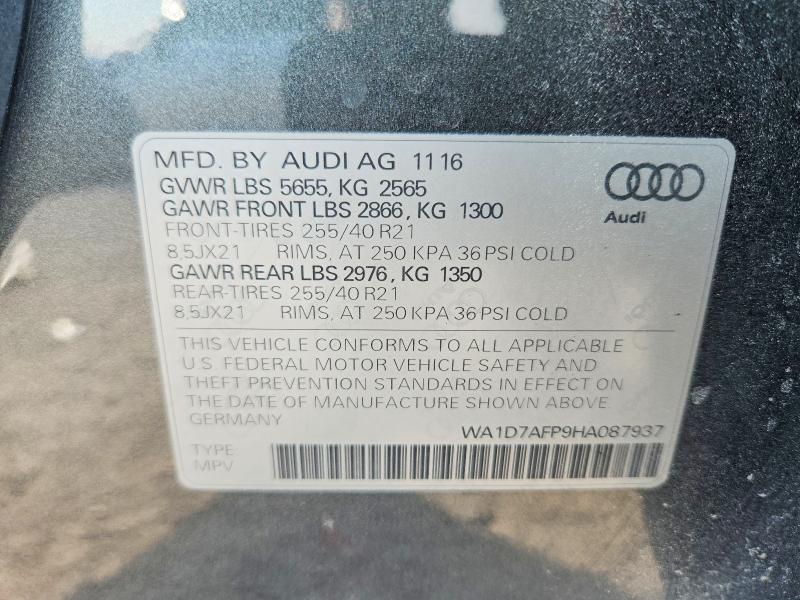 Aukcja sprzedaży 2017 Audi Q5, vin: WA1D7AFP9HA087937, numer aukcji: 64376236