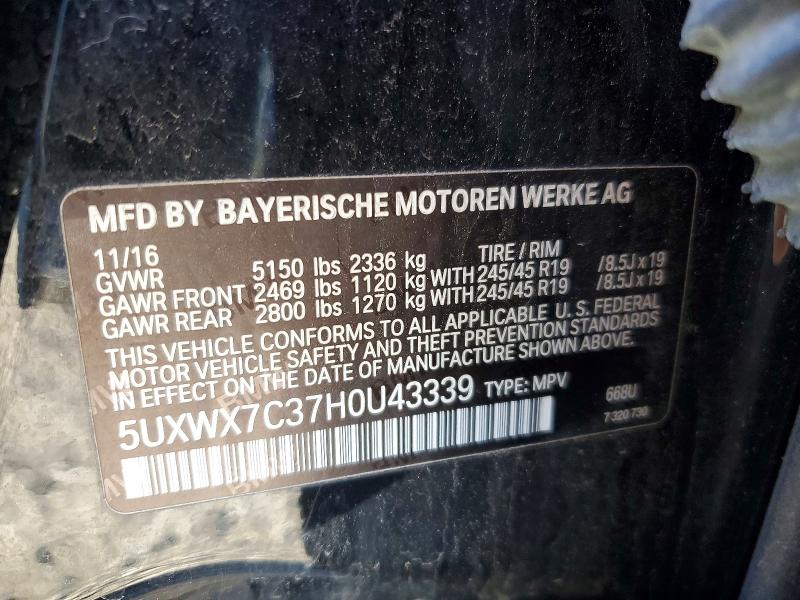 Aukcja sprzedaży 2017 Bmw X3, vin: 5UXWX7C37H0U43339, numer aukcji: 67086006