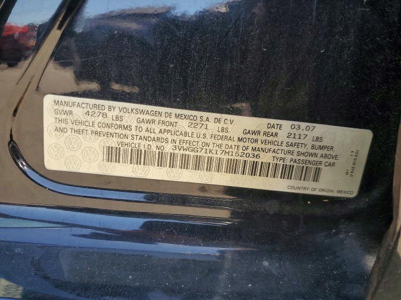 Продаж на аукціоні авто 2007 Volkswagen Jetta, vin: 3VWGG71K17M152036, номер лоту: 65346696